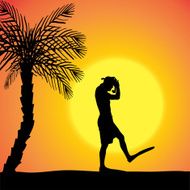 Vector silhouette of a diver N8