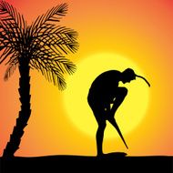 Vector silhouette of a diver N9