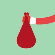 Santa Claus holds red bag flat design vector illustration