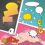 Vector comic book explosion elements Cartoon symbols N8