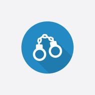handcuffs Flat Blue Simple Icon with long shadow