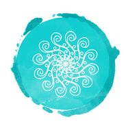 Watercolor circle paint stain and snowflake N6