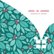 Vector christmas holly berries Christmas gift box silhouette pattern frame