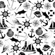 Vector seamless pattern sea elements and hand drawn illustrations N2