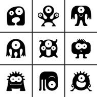 Funny monster icons set N2
