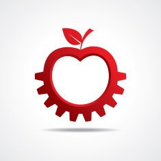 Red apple make gear shape business technology symbol stock vector