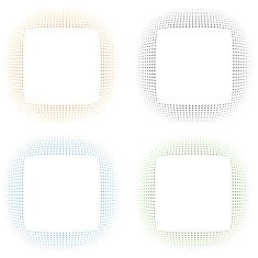 Set of 4 isolated colorful halftone borders