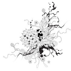 Abstract graphic with flowers black and white