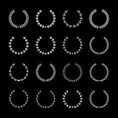 Set icons of laurel wreath and modern frames