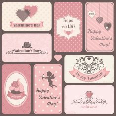 Set of holiday retro cards St Valentine's Day