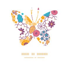 Vector colorful oriental flowers butterfly silhouette pattern frame N2