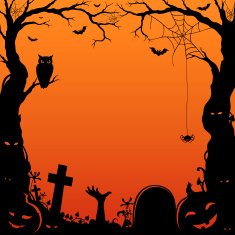 Paper-cut style Halloween border