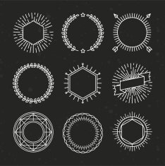 Vector set of outline emblems and badges N2