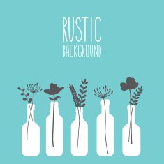 Rustic floral silhouettes background N2