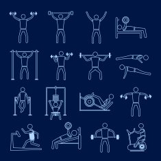 Workout training icons set outline
