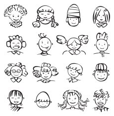 Silhouettes of kid faces N2