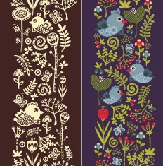 Seamless vertical patterns with cute birds N2