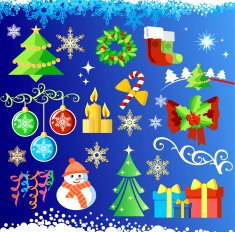 Big set elements for Christmas design & background vector