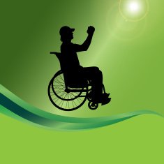 Vector silhouette of a man in wheelchair N13