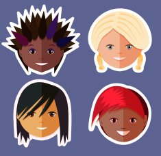 vector women character icons flat design