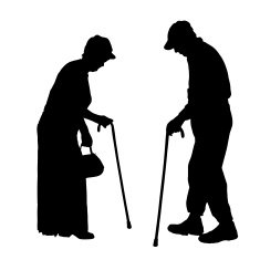 Vector silhouette of old people N212