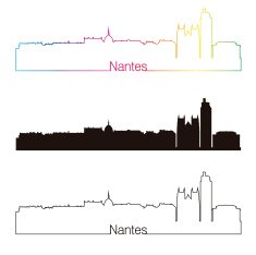 Nantes skyline linear style with rainbow