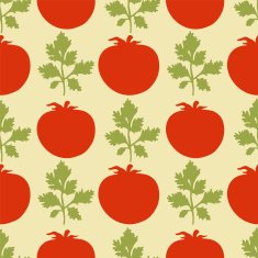 Seamless pattern with silhouettes tomato and leaf parsley