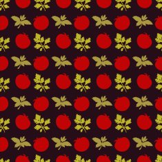 Seamless pattern with silhouettes tomato and leafs N2