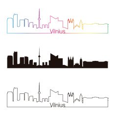 Vilnius skyline linear style with rainbow