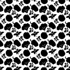 Seamless pattern with silhouettes vegetables and leaves
