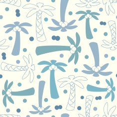 Coconut palm tree silhouette and outline seamless pattern N3