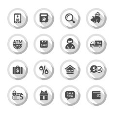 Shopping flat icons set 04