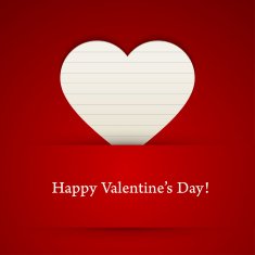 Valentines day card with paper heart