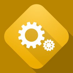 Vector icon of Gears with a long shadow N2