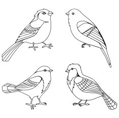 Vector set of decorative birds silhouettes