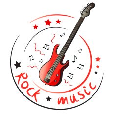 bass guitar and musical notes