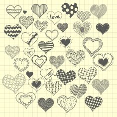 Set of sketchy hearts N2
