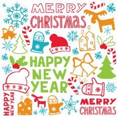 Christmas and New Year elements seamless background