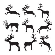 Collection Of Reindeer Silhouette Vector Illustration N2