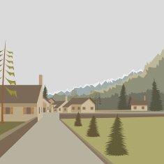 Mountain village background vector illustration N6