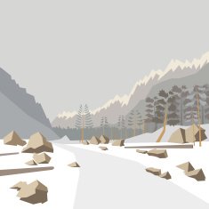 Winter mountain landscape background vector illustration N3