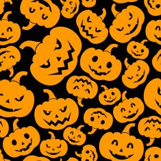 Seamless pattern with Jack-O-Lantern (Halloween pumpkins) Vector illustration N2