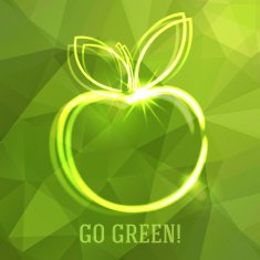 Abstract background with silhouette of luminous apple