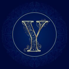 Vintage floral alphabet letter Y