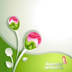 Card with stylized flowers N4