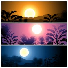 Tropical banners set landscape