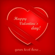 Big heart on red with ribbon & text