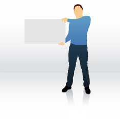 Male silhouette holding blank sign N15