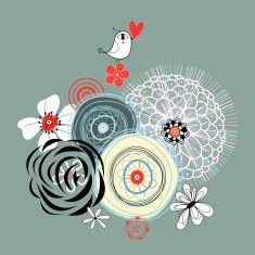 floral background with a love bird