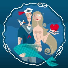 Sailor and mermaid St Valentine&rsquo;s Day N2